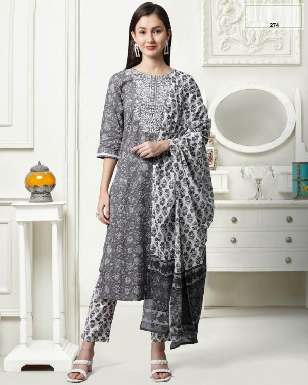 Eliza 273 Fancy cambric Kurti With Bottom Dupatta Collection